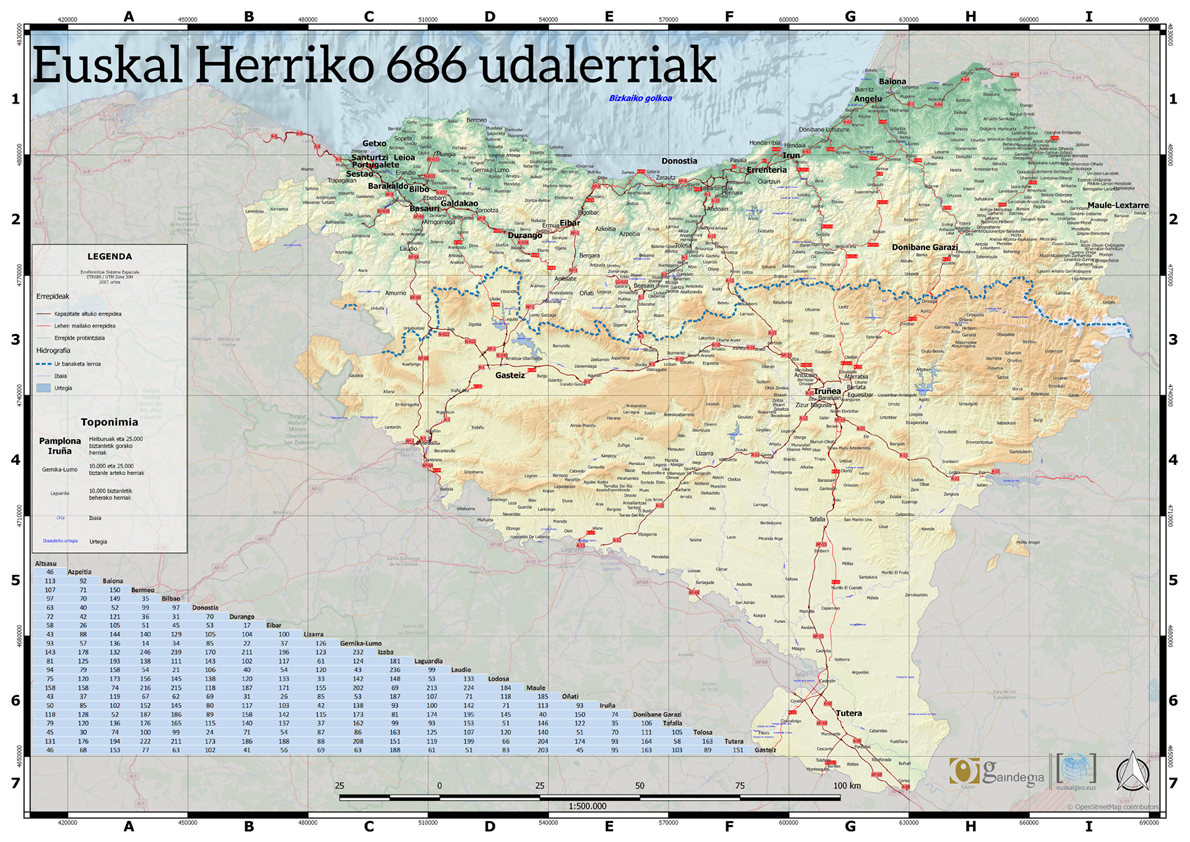 Euskal Herriko 686 herrien mapa turistikoa